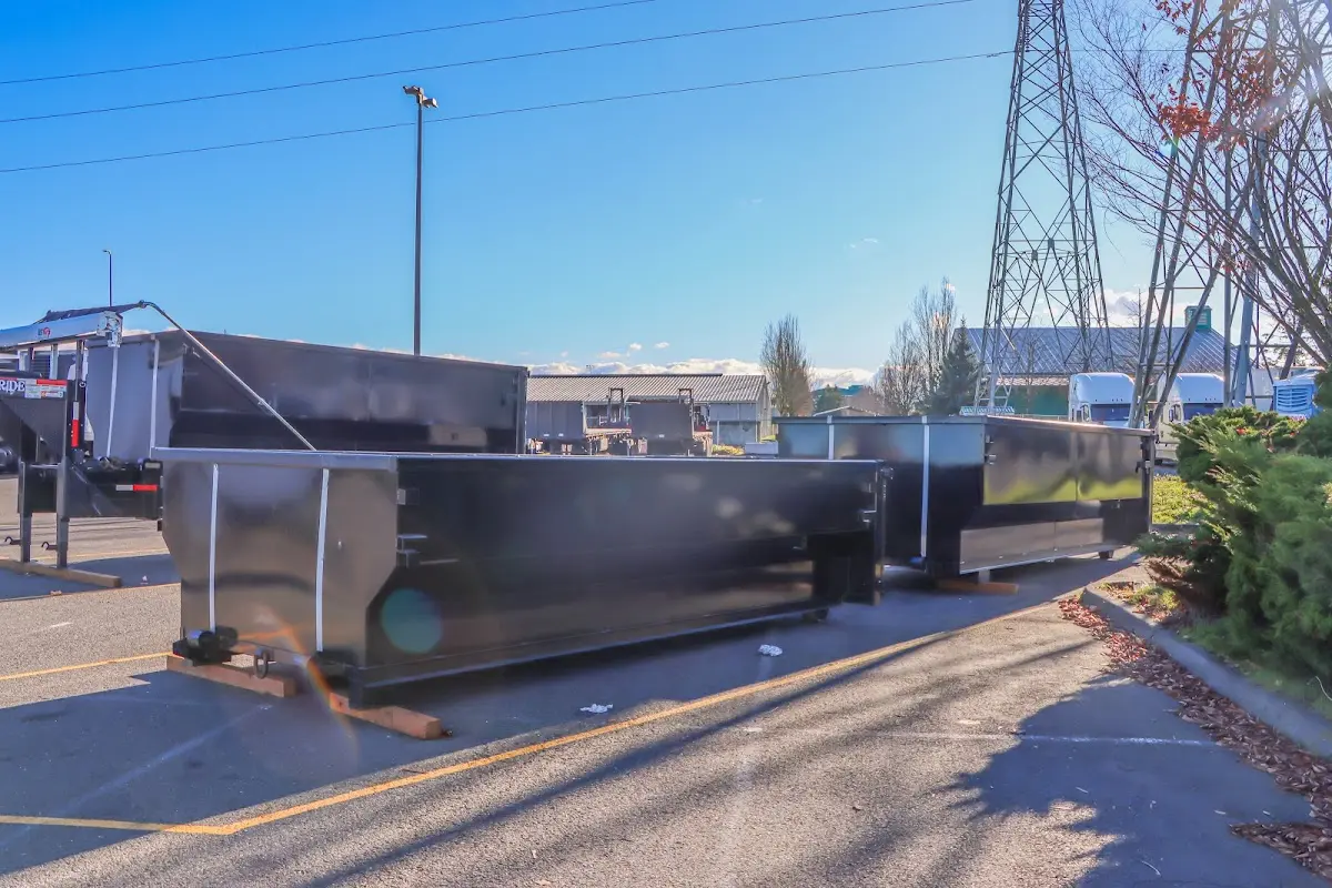 Roll-off dumpster ready for waste disposal at job site for 2 Yard Dumpster Rental in Worthington